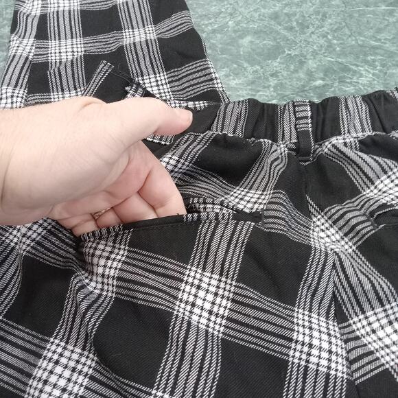 Hot Topic Women Pants Large Black White Plaid Gothic Steampunk Y2K Stretch Goth - Picture 8 of 11